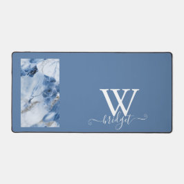 abstraktes Küstenmuster aus blauem Marmor Schreibtischunterlage