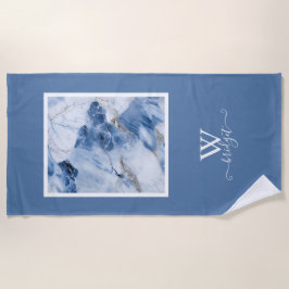 abstraktes Küstenmuster aus blauem Marmor Strandtuch