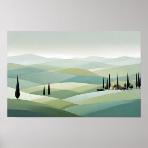 Abstraktes Landschaftstal Wiesen Hintergrund Poster