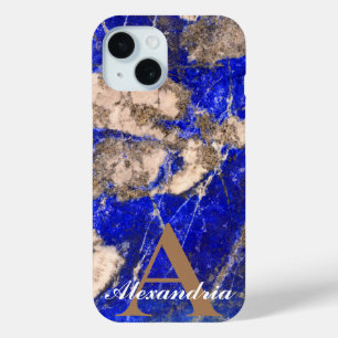 Abstraktes Lapis Lazuli Blue Granit Monogramm Case-Mate iPhone Hülle