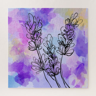 Abstraktes Lavendel Wasserfarbenpuzzle