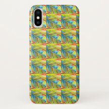 Abstraktes Leaf Design Gelb Blau