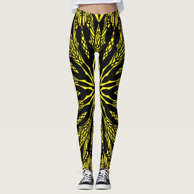 abstraktes, lebendiges Mandala-Kunstmuster Leggings (Vorderseite)