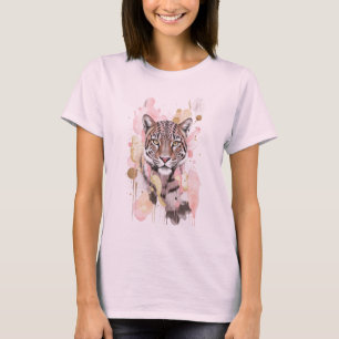 Abstraktes Leopard Gepard Grafik in Rosa Gold T-Shirt