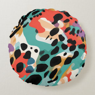 Abstraktes Leopard-Muster Rundes Kissen