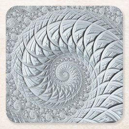 Abstraktes Light Gray Spiral Fraktal Rechteckiger Pappuntersetzer
