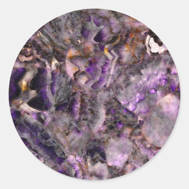 Abstraktes lila Amethyst Quartz, lila Granit Runder Aufkleber (Vorderseite)