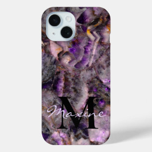 Abstraktes lila Amethystquartz-Marmormonogramm Case-Mate iPhone Hülle