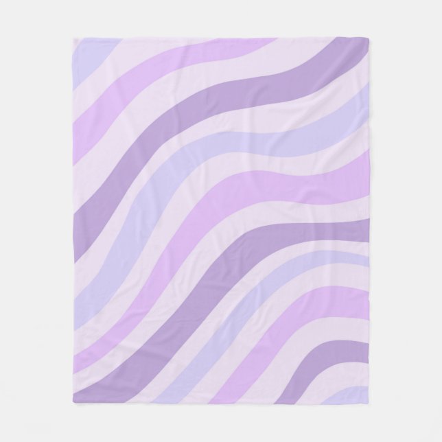 Abstraktes Lila blaues Groovy Stripe Liquid Muster Fleecedecke (Vorderseite)