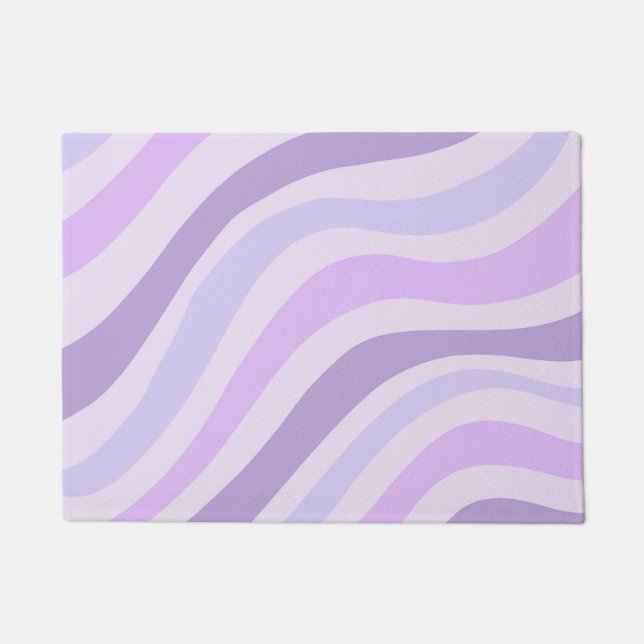 Abstraktes Lila blaues Groovy Stripe Liquid Muster Fußmatte (Vorderseite)
