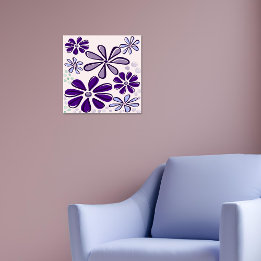 Abstraktes lila Blumen-Doodle Poster