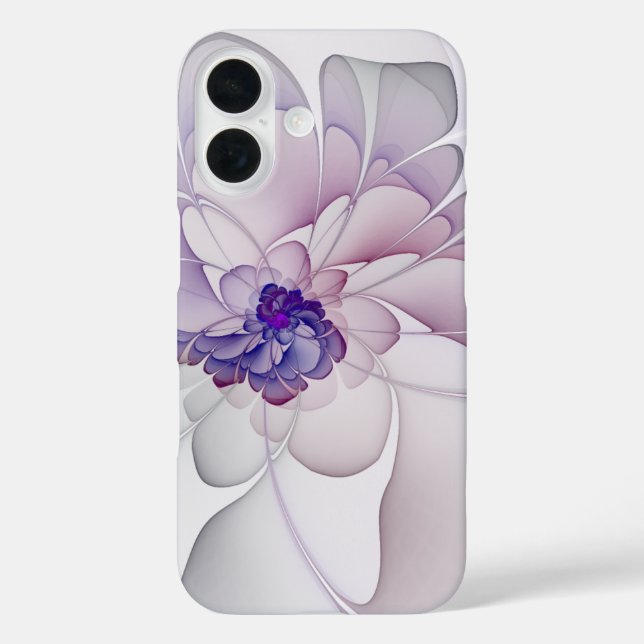 Abstraktes lila Blumen iPhone 16 Hülle (Rückseite)