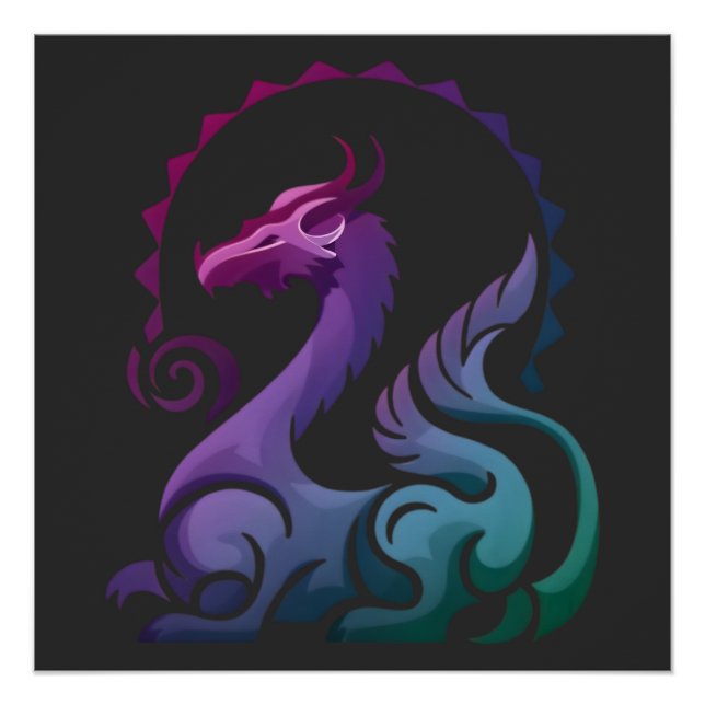 Abstraktes, Lila Dragon Gradient Logo Poster (Vorderseite)
