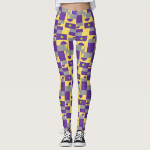 Abstraktes Lila Gelbmuster mit Halbkreisen Leggings