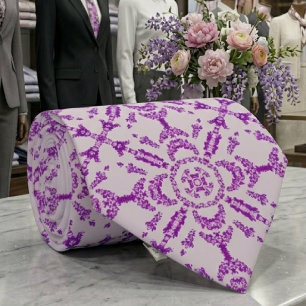 Abstraktes lila Orchideen-Blumen-Design-Muster-Kun Krawatte