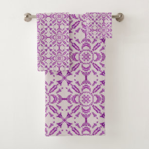 Abstraktes lila Orchideen-Blumen-Designmuster Kuns Badhandtuch Set