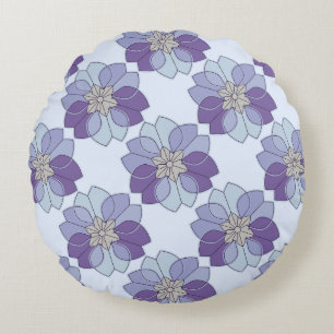 Abstraktes lila und blaues modernes florales runde rundes kissen