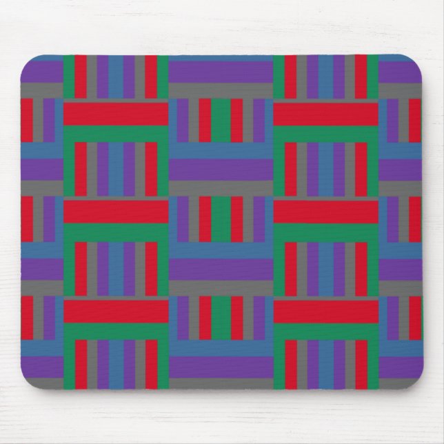Abstraktes Lila und grünes Linienmuster auf Grau Mousepad (Vorne)