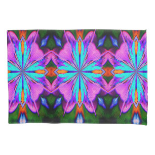 Abstraktes Lila und türkisches Kaleidoskop Kunst Kissenbezug