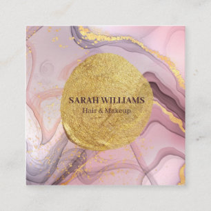 Abstraktes Lilac Pink Marble Gold & Glitzer Quadratische Visitenkarte