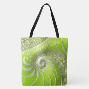 Abstraktes Limettengrün-Spiralfraktal Tasche
