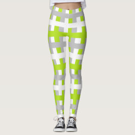Abstraktes Limones Grün, Silber und Weiß Leggings