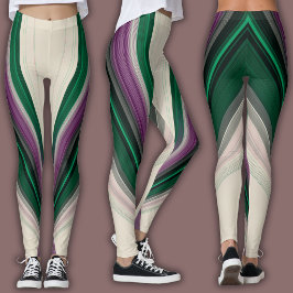Abstraktes Linienmuster | Lila & Türkis Leggings