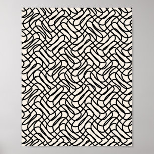 Abstraktes Linienmuster Schwarz-Weiß Poster
