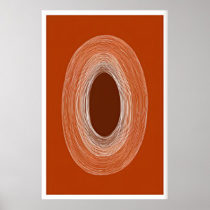 Abstraktes Linienzeichnungsplakat, Ovalform, Warm Poster