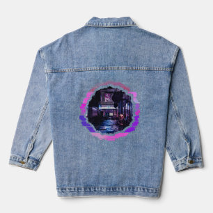 Abstraktes Lofi City Artwork Jeansjacke