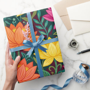 Abstraktes Lotus-Monarchen-Blumenverpackungspapier Geschenkpapier
