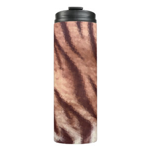 Abstraktes Low-Poly-Tier-Tigerfellmuster. Natur Thermosbecher
