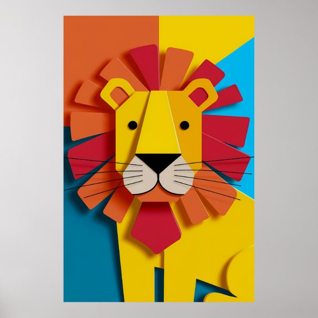 Abstraktes Löwenposter - Tierart für Wohngestaltun Poster (Vorne)