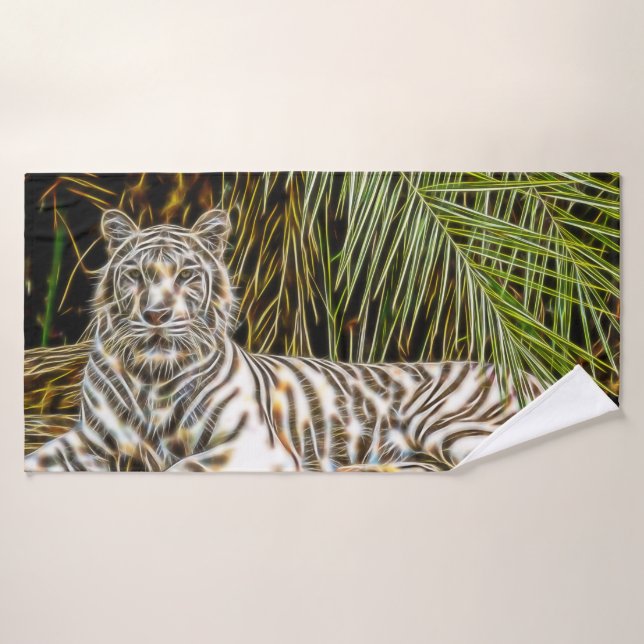 Abstraktes Lumbalkissen aus White Tiger Badehandtuch (Badehandtuch)