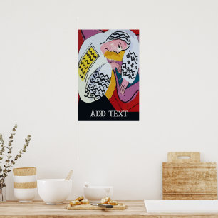 Abstraktes Mädchen auf Tablet , Text hinzufügen, Poster