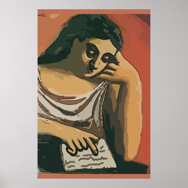 Abstraktes Mädchen auf Tablette 2 Poster (Vorne)