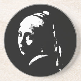 Abstraktes Mädchen mit Perlenohrring Sandstone Unt Getränkeuntersetzer