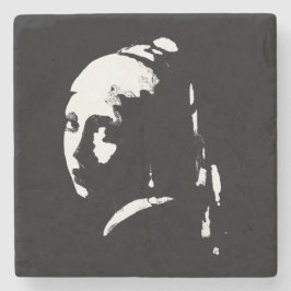 Abstraktes Mädchen mit Perlenohrring Steinuntersetzer