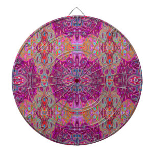 Abstraktes Magenta Rosa, Blau und Rot Groovy-Muste Dartscheibe