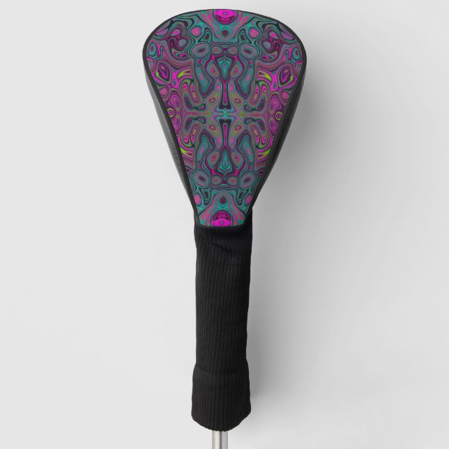 Abstraktes Magenta und Aquamarines Blaues Groovitm Golf Headcover (Vorderseite)