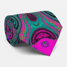 Abstraktes Magenta und Aquamarines Blaues Groovitm Krawatte