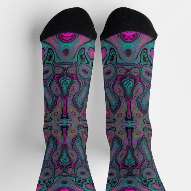 Abstraktes Magenta und Aquamarines Blaues Groovitm Socken (Oben)