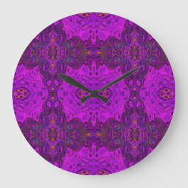 Abstraktes Magenta- und Schwarz-Groovy-Muster Große Wanduhr
