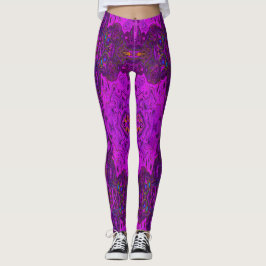 Abstraktes Magenta- und Schwarz-Groovy-Muster Leggings