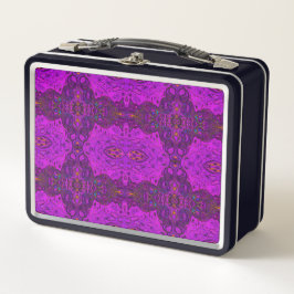Abstraktes Magenta- und Schwarz-Groovy-Muster Metall Brotdose
