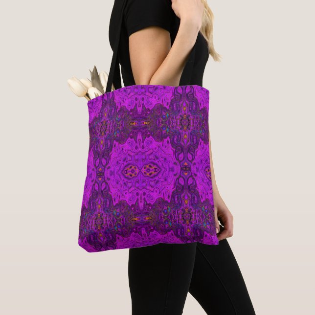 Abstraktes Magenta- und Schwarz-Groovy-Muster Tasche (Von Nahem)