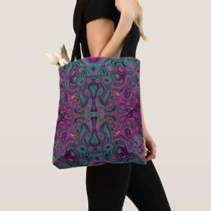 Abstraktes Magenta und Türkisblaues Groovy-Muster Tasche
