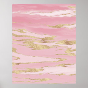 Abstraktes Malen aus rosa goldfarbenem Marmor Poster