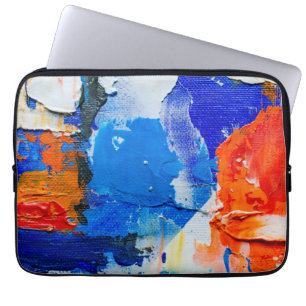 Abstraktes Malerei, Blau und Orange Kunst, Abstrak Laptopschutzhülle