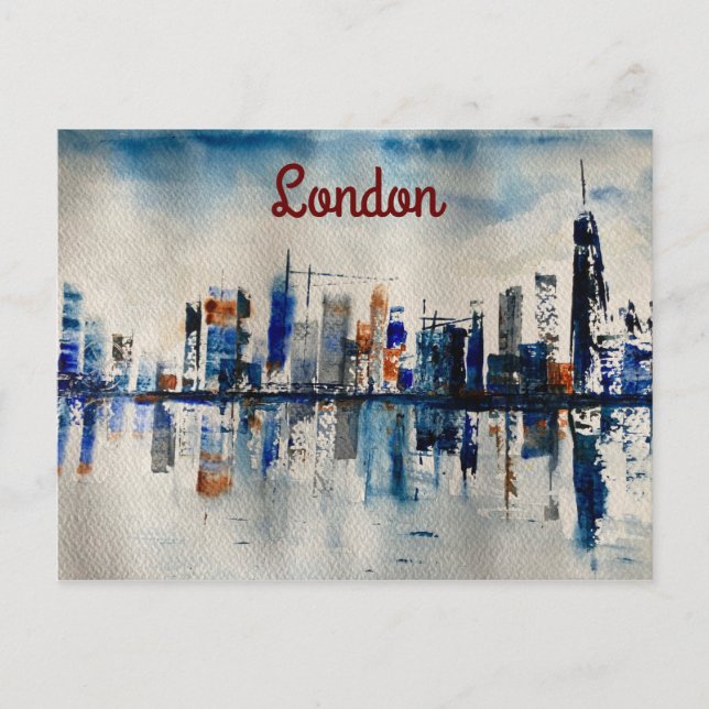 Abstraktes Malplakat von London City Skyline Postkarte (Vorderseite)
